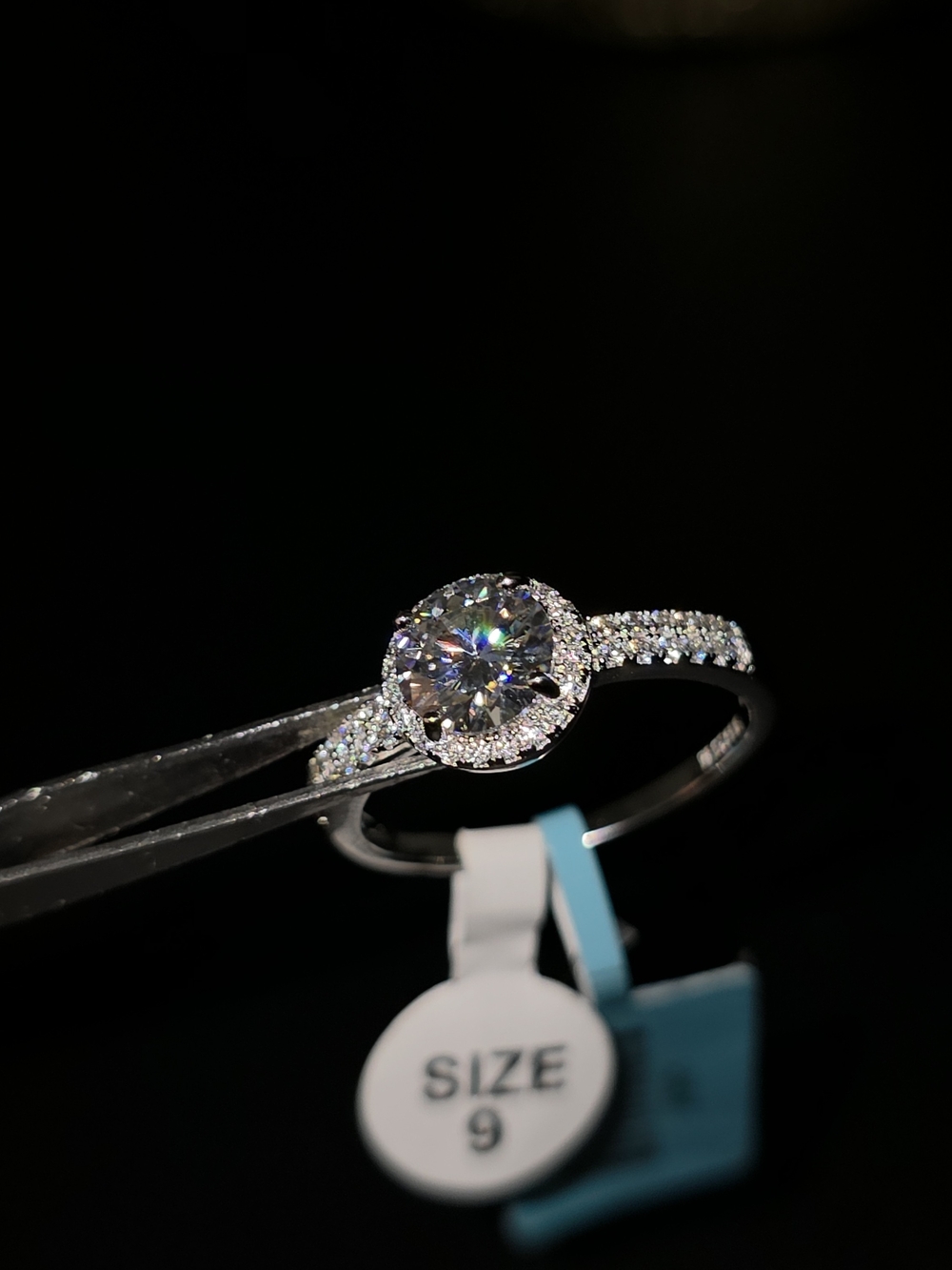 1.52 CTW  Moissanite Halo Ring | VVS D Color | S925 Silver | Platinun Plated